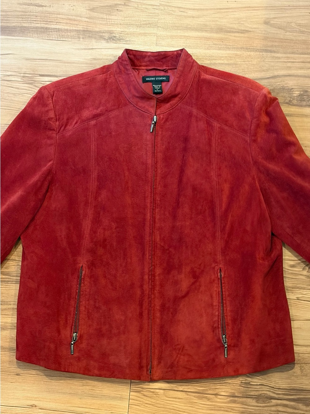 Vintage Valerie Stevens Crimson Suede Zip-up Moto Jacket